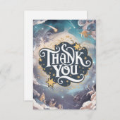 Farbenfrohe Whimsical Stars Celestial Dankeskarte (Vorne/Hinten)