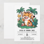 Farbenfrohe Whimsical Tiger Digital Geburtstag Einladung (Vorne/Hinten)