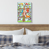 Farbenfrohe Whimsical Tree Fairy Süße Tier Zeichne Leinwanddruck (Insitu (Schlafzimmer))