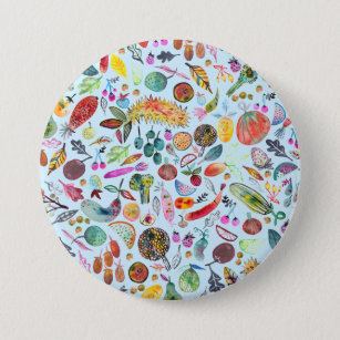 Farbenfrohe Whimsical Watercolor Veggies Button