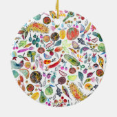 Farbenfrohe Whimsical Watercolor Veggies Keramik Ornament (Hinten)