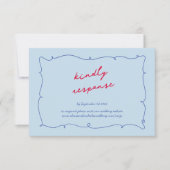 Farbenfrohe whimsical Wavy Border & Script Wedding RSVP Karte (Vorderseite)