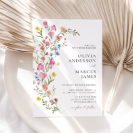 Farbenfrohe Whimsical Wildblume Märchenhafte Hochz Einladung