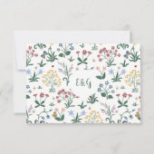Farbenfrohe Whimsikale Blume Hochzeitstitel RSVP Karte (Rückseite)