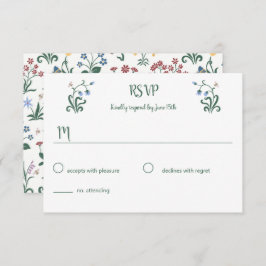 Farbenfrohe Whimsikale Blume Hochzeitstitel RSVP Karte