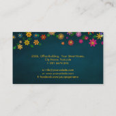 Farbenfrohe Whimsistische Blume Kunst Visitenkarte (Rückseite)