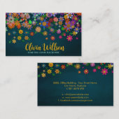 Farbenfrohe Whimsistische Blume Kunst Visitenkarte (Vorne/Hinten)