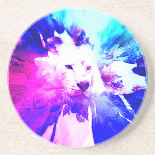 farbenfrohe White Tiger Grunge Getränkeuntersetzer