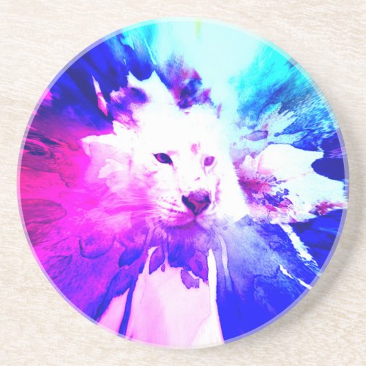 farbenfrohe White Tiger Grunge Getränkeuntersetzer (Vorne)