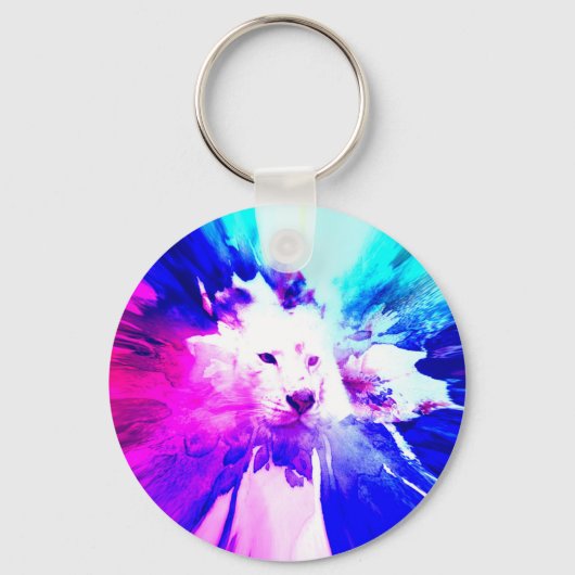 farbenfrohe White Tiger Grunge Schlüsselanhänger (Vorderseite)