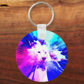 farbenfrohe White Tiger Grunge Schlüsselanhänger (Vorderseite)