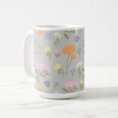 Farbenfrohe Wiese auf Grau Kaffeetasse (Vorderseite Links)
