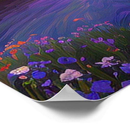 Farbenfrohe Wiese durch den Fluss Poster (Ecke)