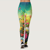 Farbenfrohe Wiese Yoga Leggins (Rückseite)