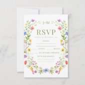 Farbenfrohe Wiesen Wildblume rustikale Hochzeit RSVP Karte (Vorderseite)