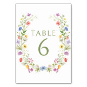 Farbenfrohe Wiesen-Wildblume Tischnummer (Vorderseite)