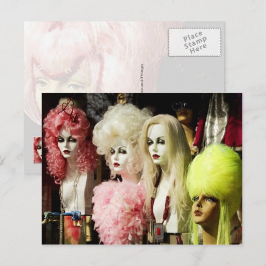 Farbenfrohe Wigs Postkarte (Vorne/Hinten)