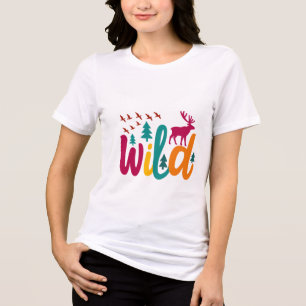Farbenfrohe Wild Print mit Forest and Deer Graphic Tri-Blend Shirt