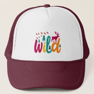 Farbenfrohe Wild Print mit Forest and Deer Graphic Truckerkappe