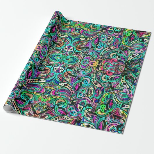Farbenfrohe Wild Psychedelic Wirbel Muster Geschenkpapier (Ungerollt)