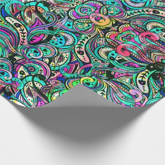 Farbenfrohe Wild Psychedelic Wirbel Muster Geschenkpapier (Ecke)