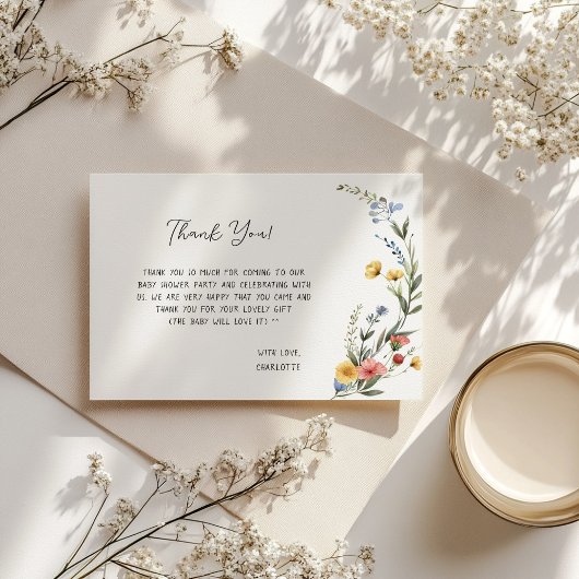 Farbenfrohe Wildblume Baby Girl Dusche Dankeskarte