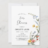 Farbenfrohe Wildblume Baby Girl Dusche Einladung (Vorderseite)