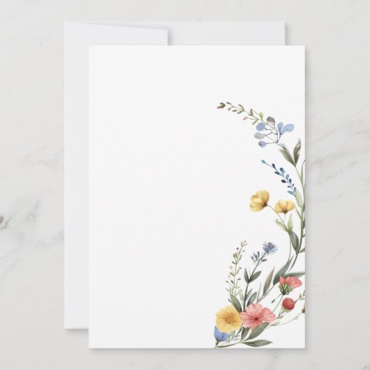 Farbenfrohe Wildblume Baby Girl Dusche Einladung (Rückseite)