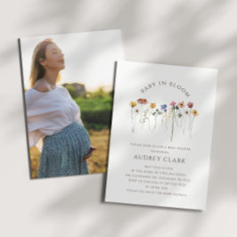 Farbenfrohe Wildblume Baby im Blut Foto Einladung