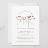 Farbenfrohe Wildblume Baby in Bloom Baby Dusche Einladung (Vorderseite)