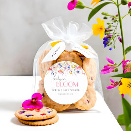 Farbenfrohe Wildblume Baby in Bloom Baby Dusche Runder Aufkleber