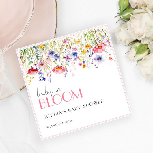 Farbenfrohe Wildblume Baby in Bloom Baby Dusche Serviette