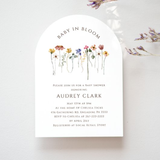 Farbenfrohe Wildblume Baby in Bloom Baby Shower Ar Einladung
