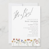 Farbenfrohe Wildblume Babydusche Es ist ein Junge Einladung (Vorderseite)