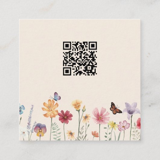 Farbenfrohe Wildblume Babydusche Geschenk Registri Begleitkarte (Rückseite)