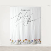 Farbenfrohe Wildblume Babydusche Hintergrund Wandteppich (Vorderseite)