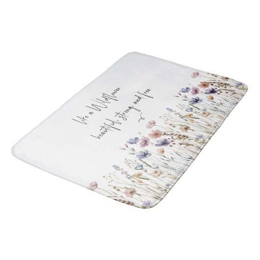 Farbenfrohe Wildblume Badematte (Schrägansicht)