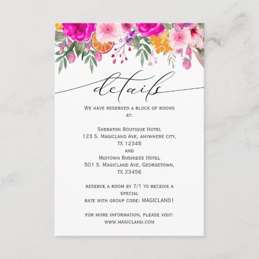 Farbenfrohe Wildblume Begleitkarte (Vorderseite)