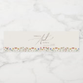 Farbenfrohe Wildblume | Beige Flasche Wasserflaschenetikett (Einzelnes Label)