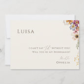 Farbenfrohe Wildblume | Beige Foto Bridesmaid Card Einladung (Rückseite)