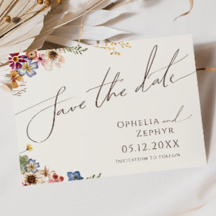 Farbenfrohe Wildblume Beige Garden Horizontal Save The Date