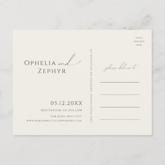 Farbenfrohe Wildblume | Beige Garden Save the Date Einladungspostkarte (Rückseite)