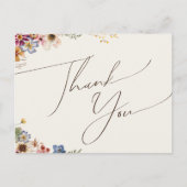 Farbenfrohe Wildblume Beige Garden Wedding Danke Postkarte (Vorderseite)