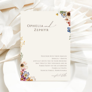 Farbenfrohe Wildblume   Beige Garden Wedding Einladung