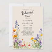 Farbenfrohe Wildblume Beige Hochzeit Probe Dinner Einladung (Vorderseite)