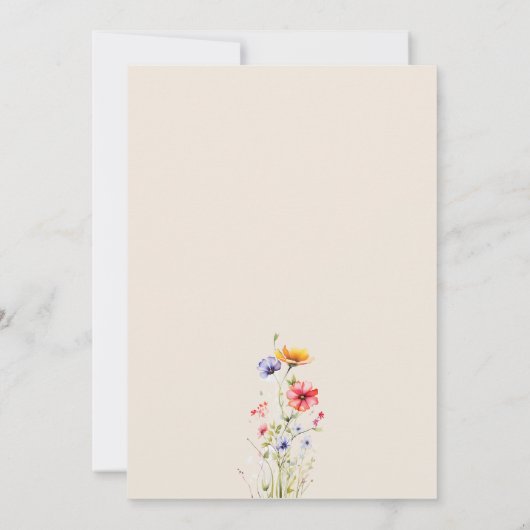 Farbenfrohe Wildblume Beige Hochzeit Probe Dinner Einladung (Rückseite)