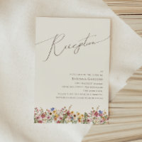 Farbenfrohe Wildblume | Beige Hochzeitskarte