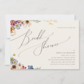 Farbenfrohe Wildblume Beige Horizontales Brautpart Einladung (Vorderseite)
