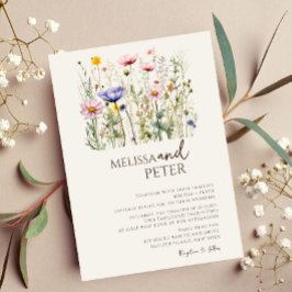 Farbenfrohe Wildblume Beige Monogram Foto Hochzeit Einladung