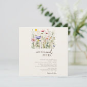 Farbenfrohe Wildblume Beige Monogram Foto Hochzeit Save The Date (Stehend Vorderseite)